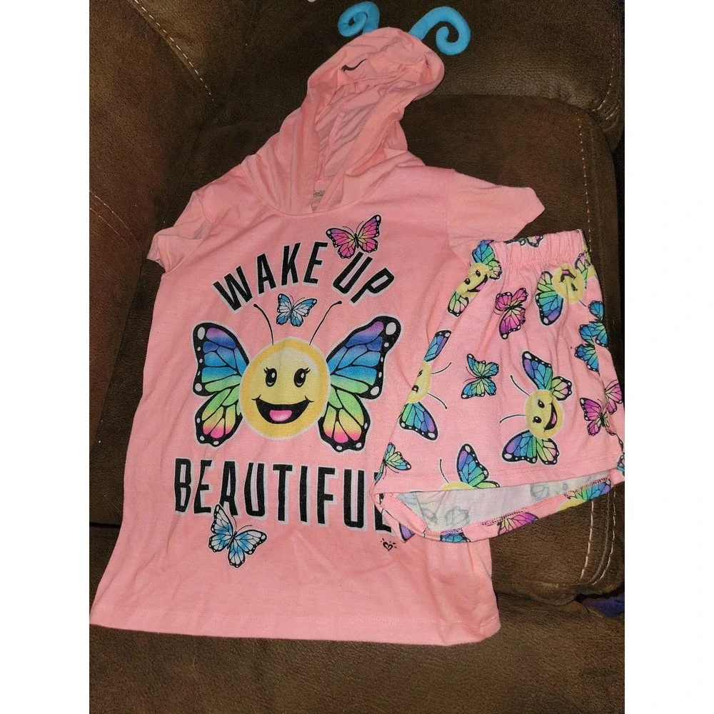 Justice butterfly pajamas wake up beautiful sleep wear size 8